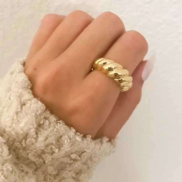 925 Sterling Silver Croissant Ring Statement Ring Chunky Thick Ring - Picture 7 of 13